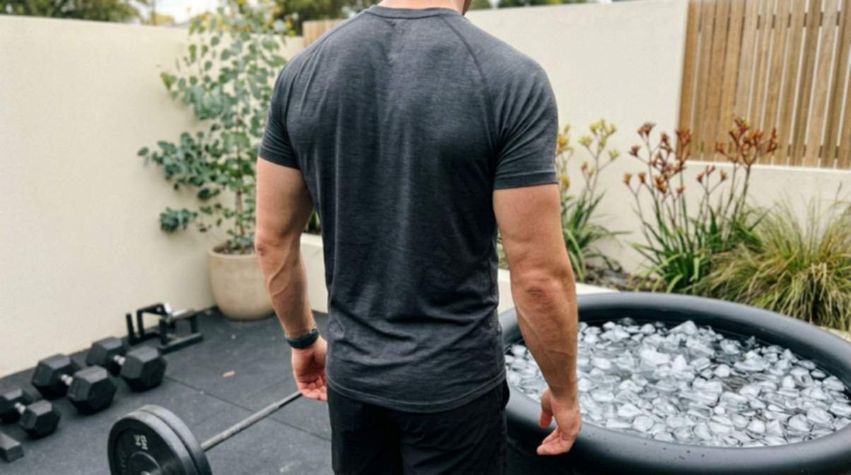 Athlete Beside Ice Bath Tub