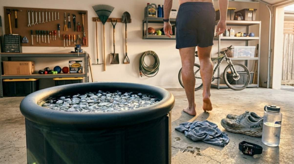 Athlete Walking Near The Ice Bath