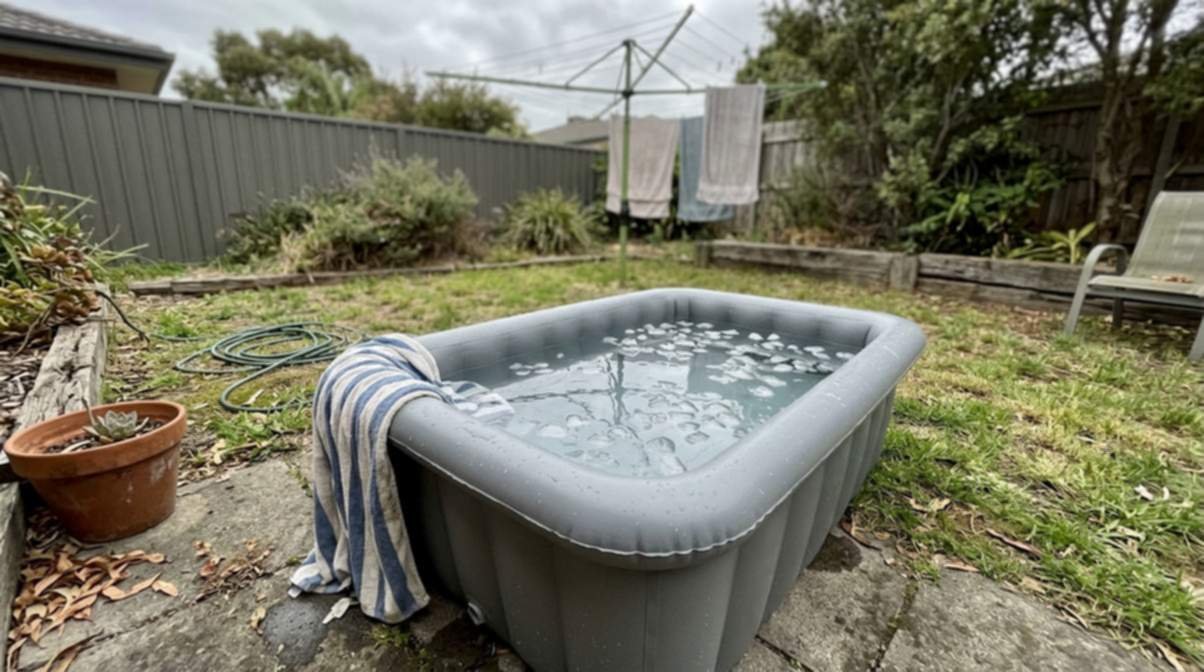 Inflatable Ice Bath In Backyard