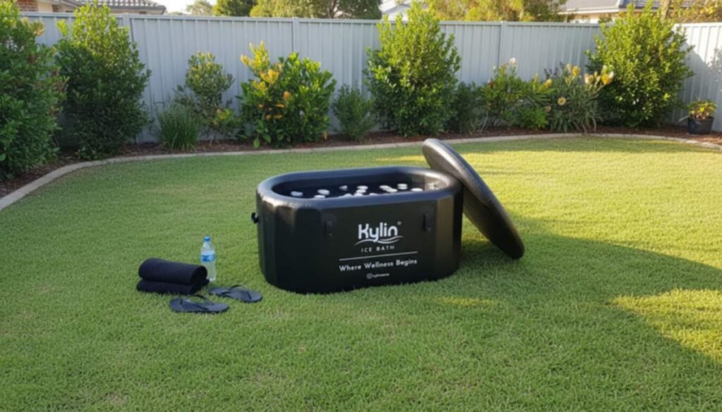 Kylin Portable Oval Ice Bath Tub in backyard