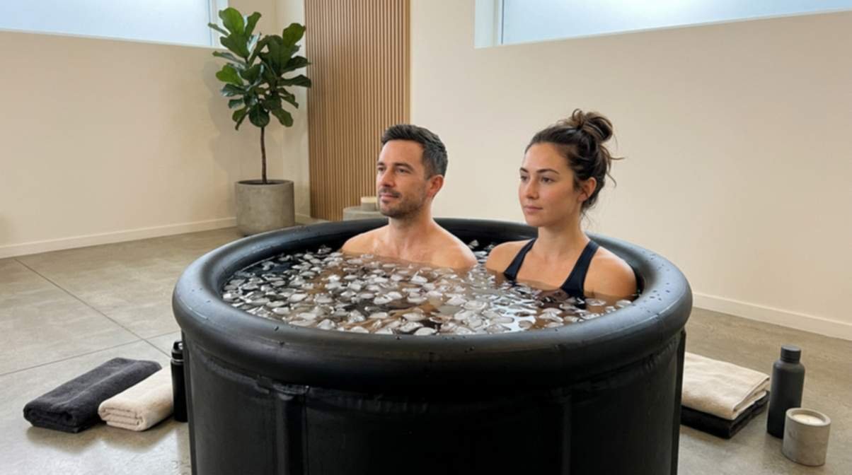 Man And Woman In Cold Pluging