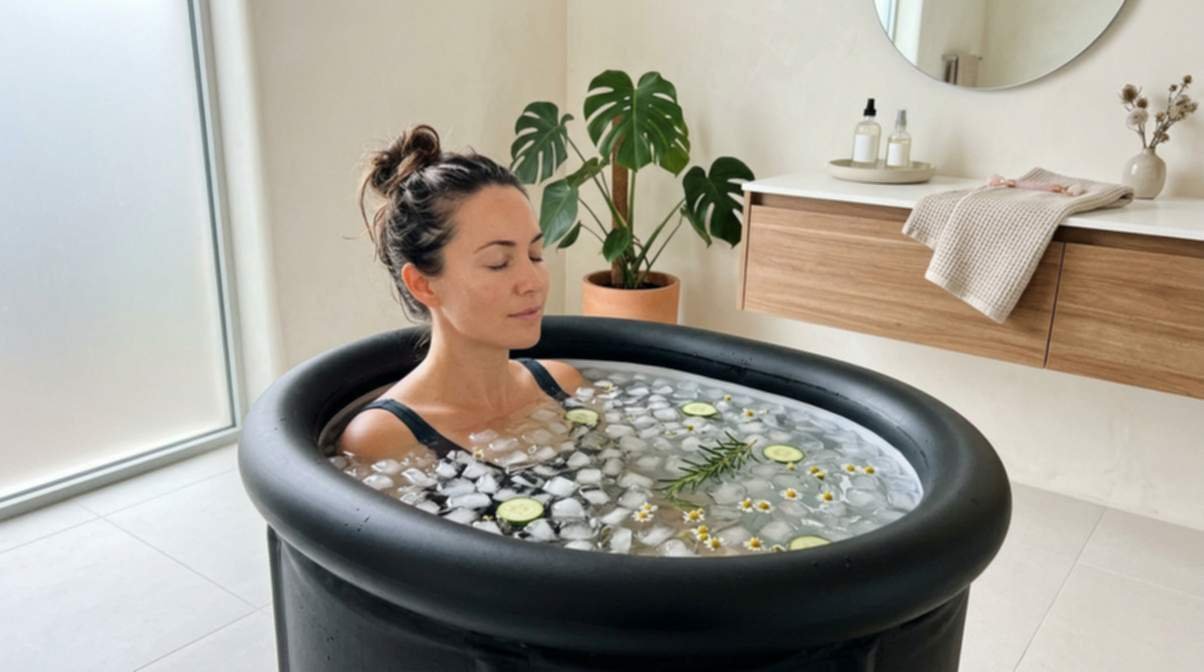 Woman In Cold Plunging