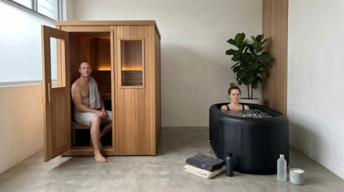 Women In Cold Plunge Vs Man In Sauna
