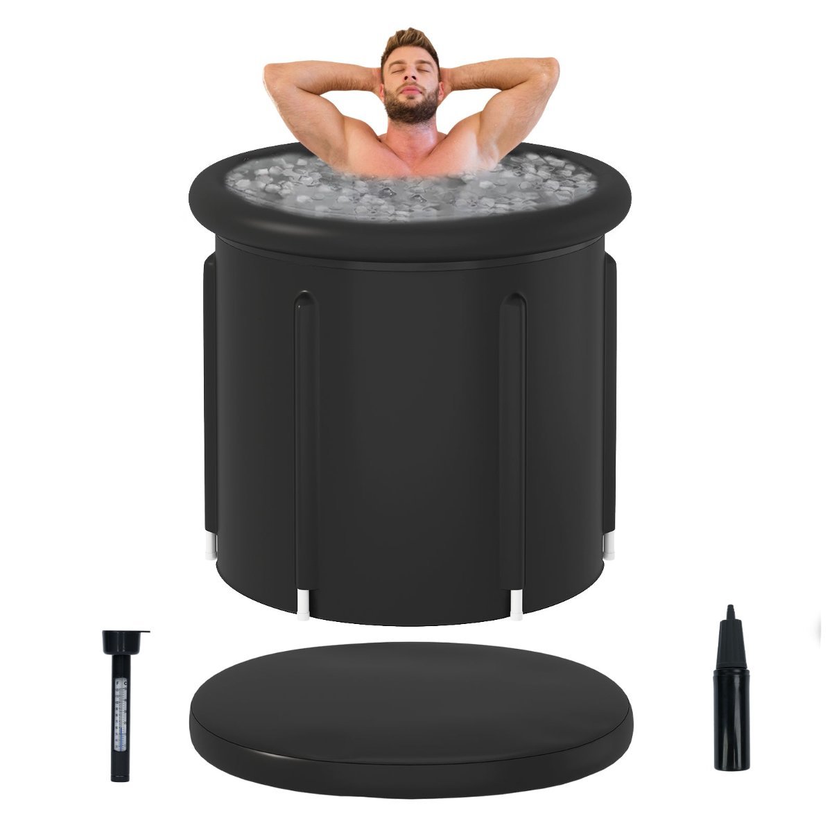 Advwin 376L portable ice bath tub with three layer insulation and support brackets