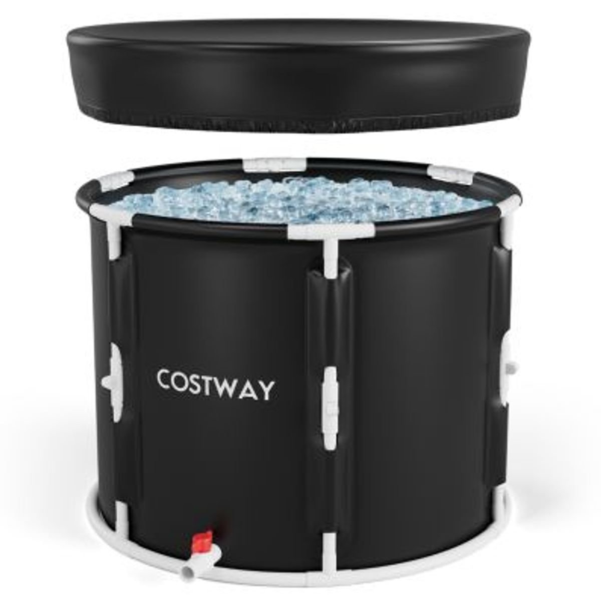 Costway foldable 250L ice plunge tub with protective lid and seat cushion