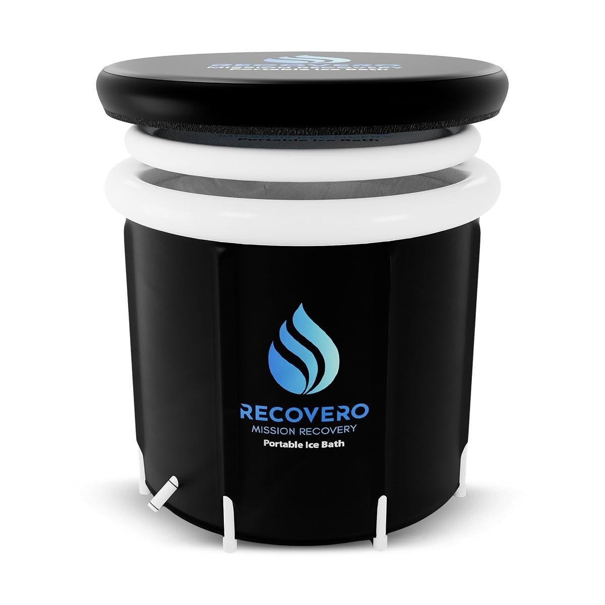 Recovero 400L portable ice bath tub with bath mat and ice cube trays