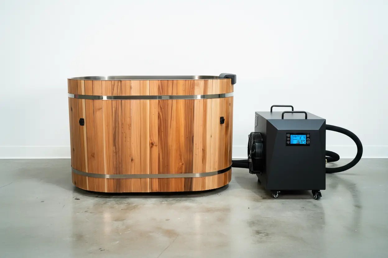 Rejuvenex Redwood Solo timber ice bath with chiller